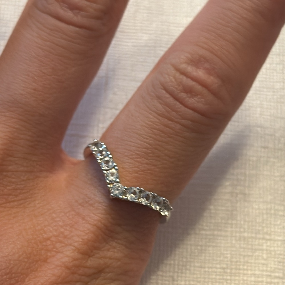 BELLA LUCE ROUND LAB CREATED WHITE SAPPHIRE RHODIUM OVER STERLING SILVER RING - Picture 5 of 6